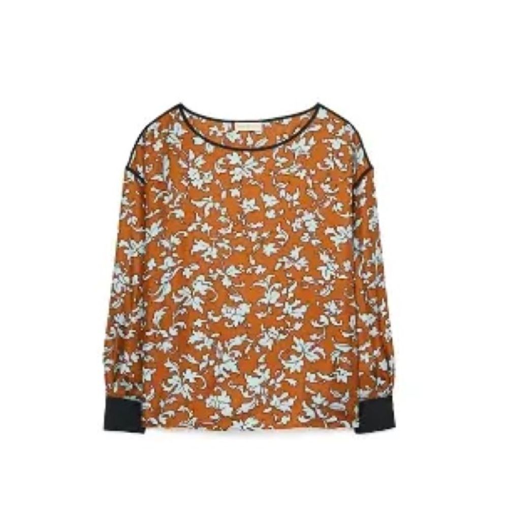 Tory Burch Printed Silk Blouse - Size Small - 70s Scroll